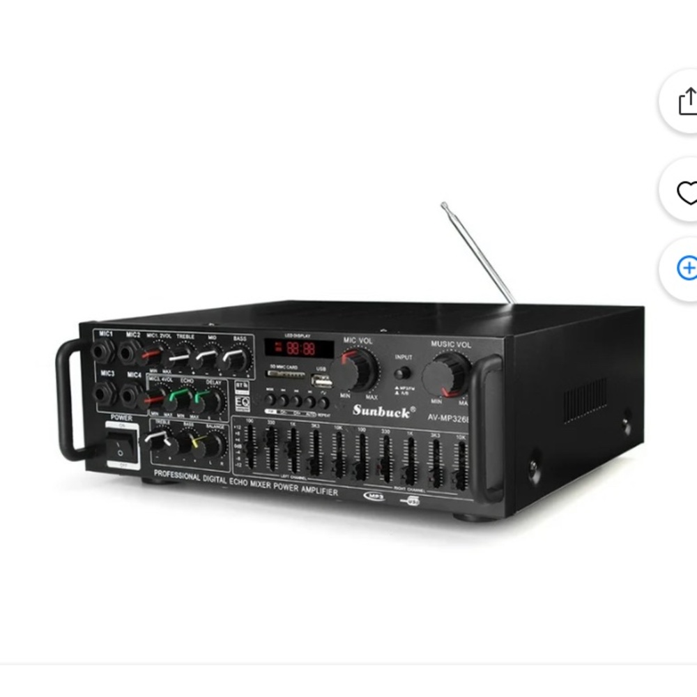 Sunbuck stereo amplifier 2 Channel Hifi audio power amplifier remote contrUSB